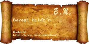 Beregi Milán névjegykártya